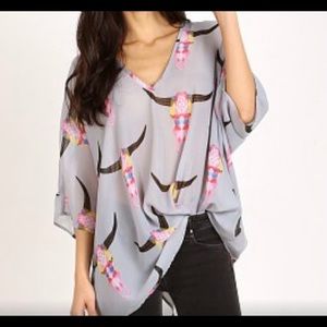 💙 EUC Show Me Your Mumu Shook Tunic - Lite Brite Bull